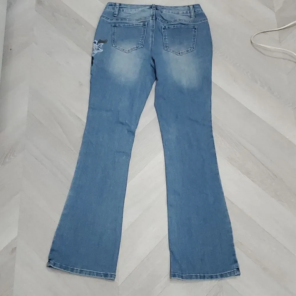 VENUS Women’s Bootcut Embroidered Floral Jeans Size 6